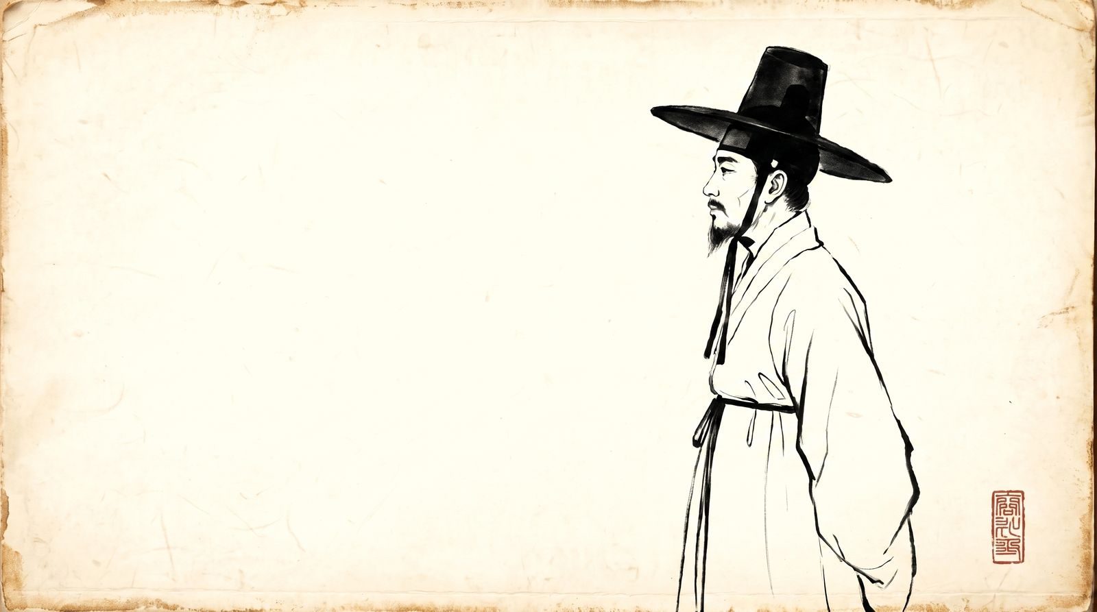 수묵으로 그린 조선의 성리학자 백호 윤휴의 초상